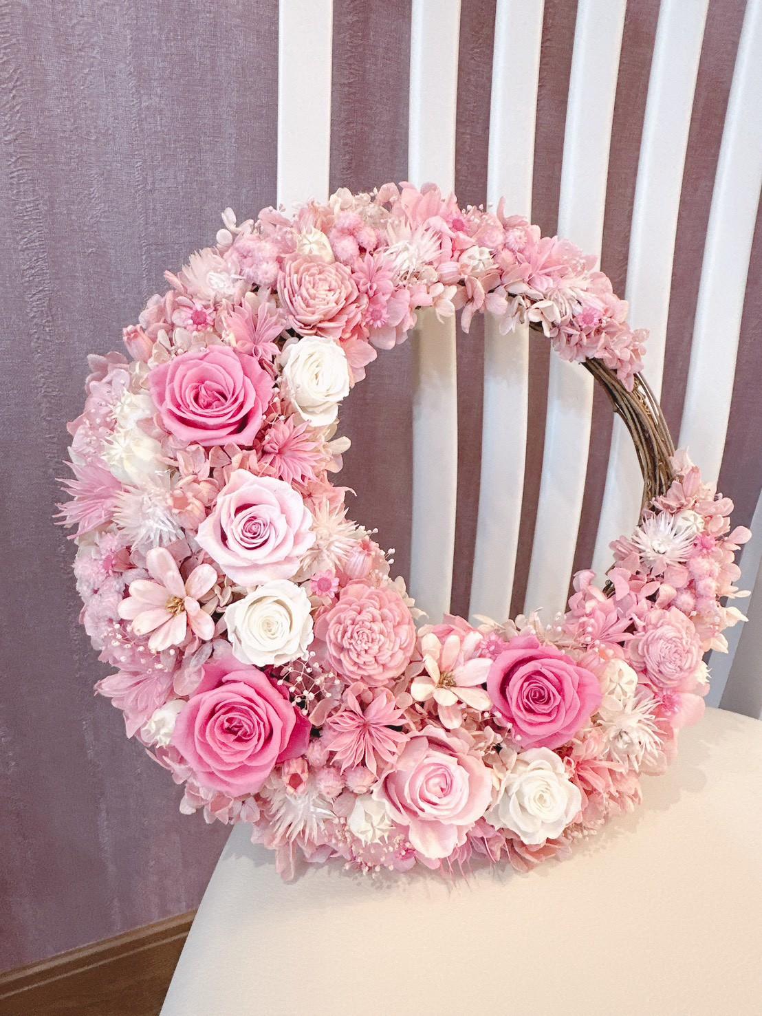 【人気 三日月リース】ロゼブロッサム クレセント 〜桃色の季節〜 結婚祝い ピンク 桜色 春限定2026 新作 ギフト | 12枚目